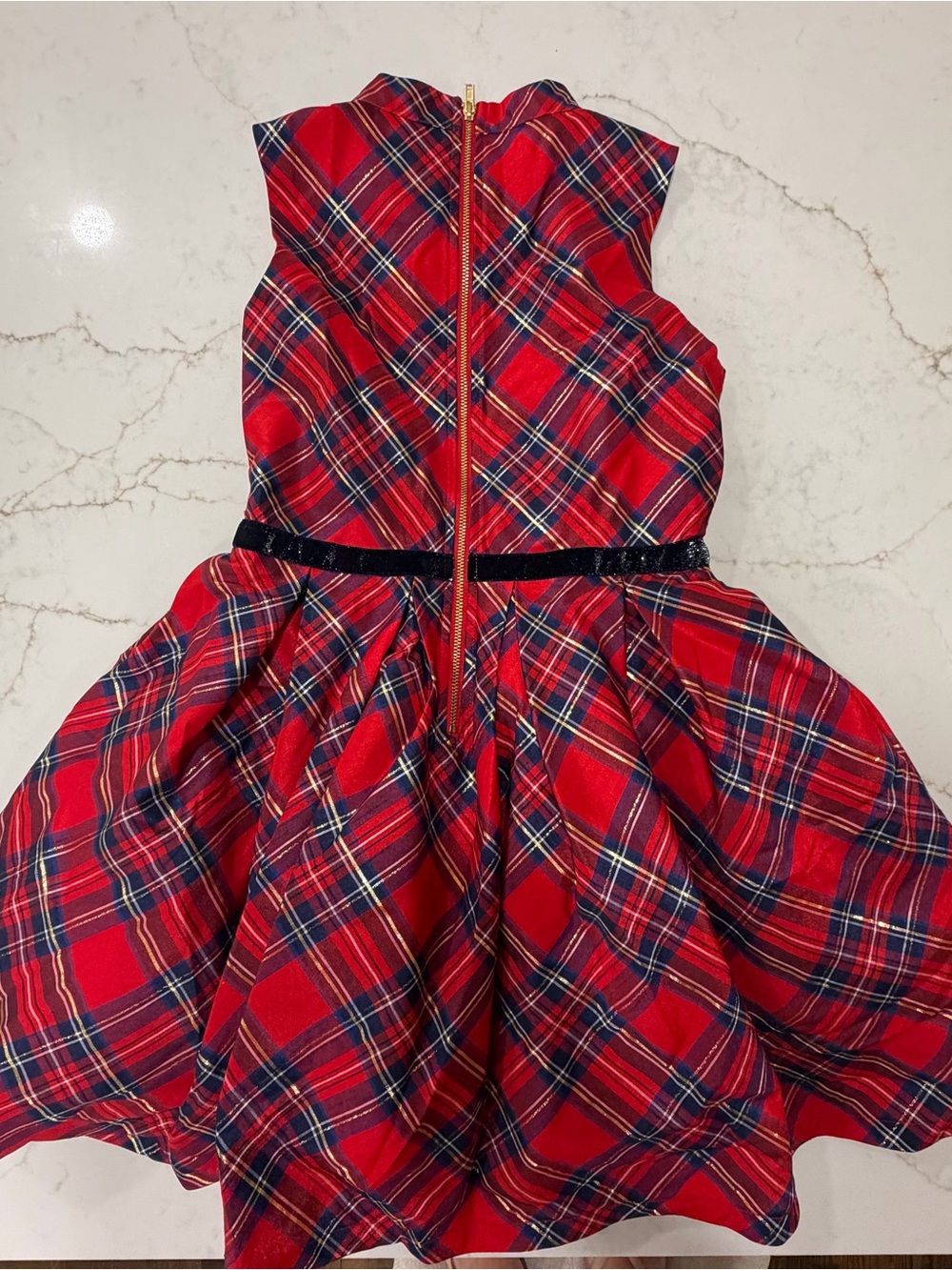 American Girl Pretty Plaid Christmas Holiday Dress Girls Size 10 Tartan Velvet - Picture 6 of 7